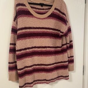 Torrid Burgundy and Beige Crew Neck Sweater Soft Knit Stripes
